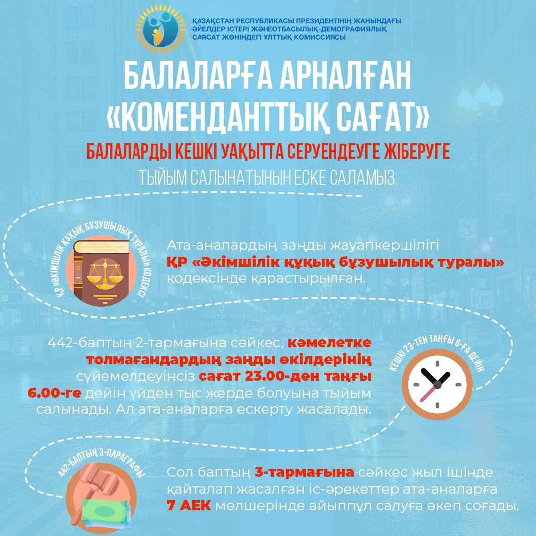 Балаларға арналған коменданттық сағат